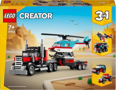 LEGO® Creator 31146 Nákladiak s plochou korbou a helikoptérou