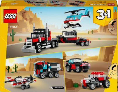 LEGO® Creator 31146 Nákladiak s plochou korbou a helikoptérou