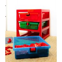 LEGO® organizér s tromi zásuvkami - červená 4