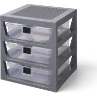 LEGO® Organizér s tromi zásuvkami tmavo sivý