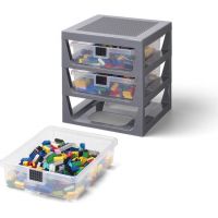LEGO® Organizér s tromi zásuvkami tmavo sivý 2