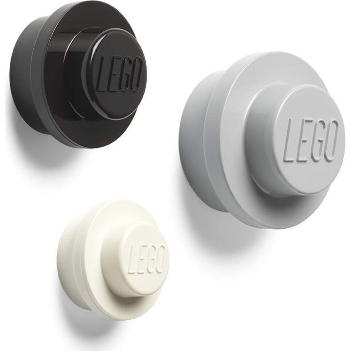 LEGO® vešiak na stenu, 3 ks - biela, čierna, sivá