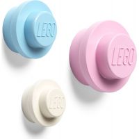 LEGO® vešiak na stenu, 3 ks - biela, svetlo modrá, ružová