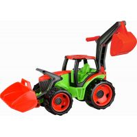 Lena 2081 Traktor s lyžicou a bagrom zelenočervený