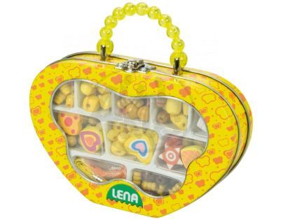 LENA 32116- Dřevěné perly v kovovém obalu, žluté