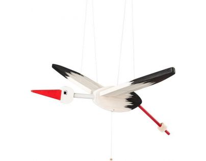 Woody Létací bocian veľký 90 cm drevený biely