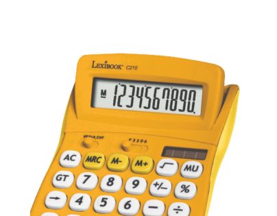 Lexibook 10-miestna vrecková kalkulačka s gumovým povrchom žltá