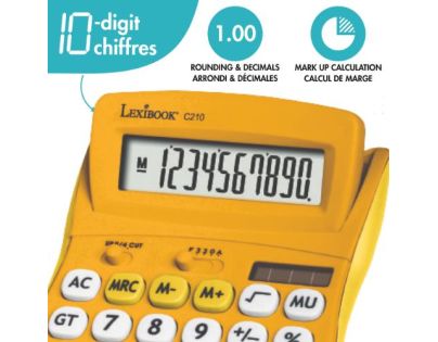 Lexibook 10-miestna vrecková kalkulačka s gumovým povrchom žltá