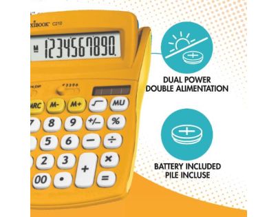 Lexibook 10-miestna vrecková kalkulačka s gumovým povrchom žltá