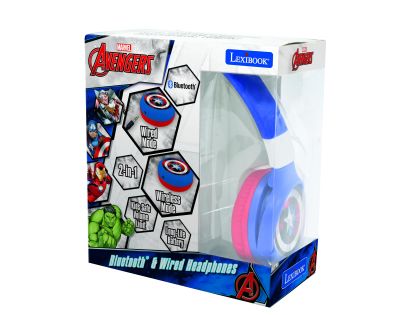 Lexibook 2v1 bluetooth skládací sluchátka Avengers s limitem hlasitosti