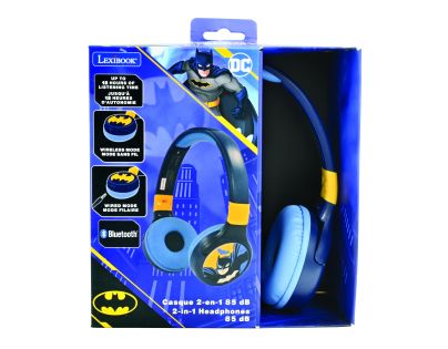 Lexibook 2v1 bluetooth skladacie slúchadlá Batman s limitom hlasitosti