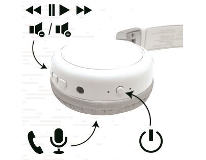 Lexibook 2v1 bluetooth skládací sluchátka bílá