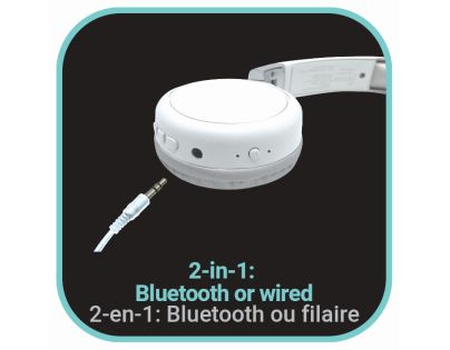 Lexibook 2v1 bluetooth skládací sluchátka bílá
