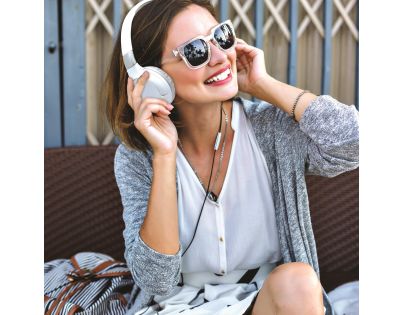 Lexibook 2v1 bluetooth skládací sluchátka bílá