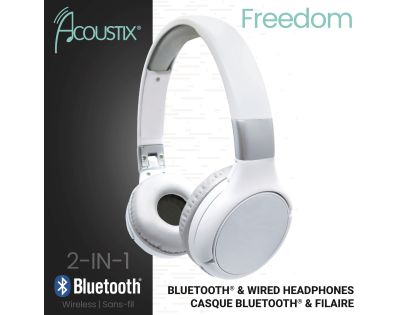 Lexibook 2v1 bluetooth skládací sluchátka bílá