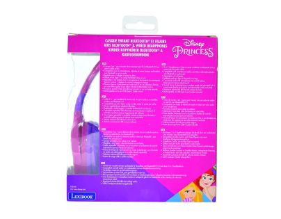 Lexibook 2v1 bluetooth skládací sluchátka Disney princezny s limitem hlasitosti