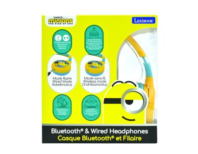 Lexibook 2v1 bluetooth skladacie slúchadlá Mimoni s limitom hlasitosti