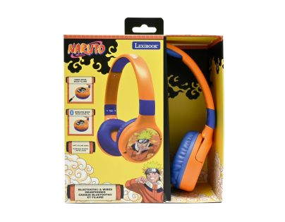 Lexibook 2v1 bluetooth skladacie slúchadlá Naruto s limitom hlasitosti