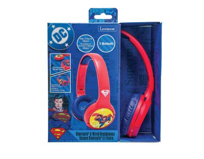 Lexibook 2v1 bluetooth skladacie slúchadlá Superman s limitom hlasitosti