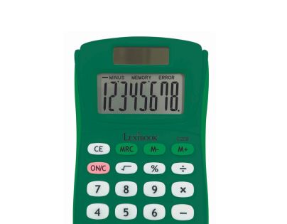 Lexibook 8-miestna vrecková kalkulačka so zeleným gumovým povrchom