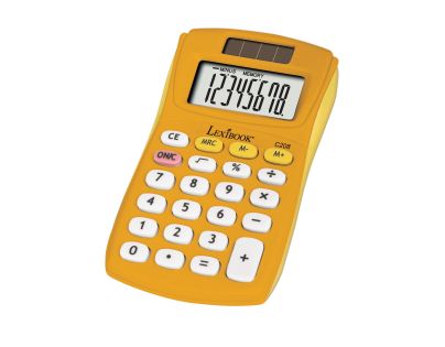 Lexibook 8-miestna vrecková kalkulačka s gumovým povrchom žltá