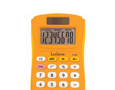 Lexibook 8-miestna vrecková kalkulačka s gumovým povrchom žltá