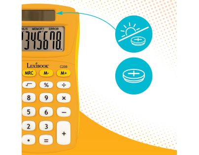 Lexibook 8-miestna vrecková kalkulačka s gumovým povrchom žltá