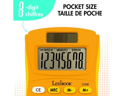 Lexibook 8-miestna vrecková kalkulačka s gumovým povrchom žltá