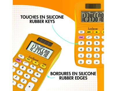 Lexibook 8-miestna vrecková kalkulačka s gumovým povrchom žltá