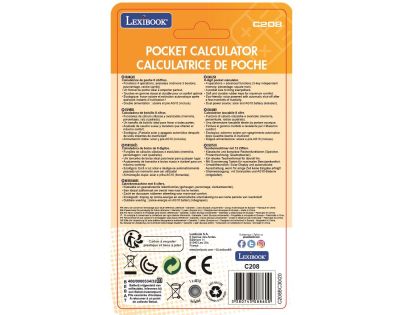 Lexibook 8-miestna vrecková kalkulačka s gumovým povrchom žltá
