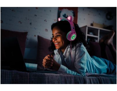 Lexibook Bezdrôtové slúchadlá Barbie so svietiacimi mačacími uškami