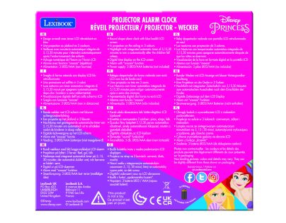 Lexibook Budík Disney princeznej so stropným projektorom