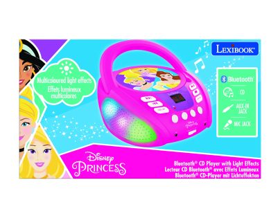 Lexibook CD prehrávač Disney princeznej s bluetooth a svetelnými efektmi