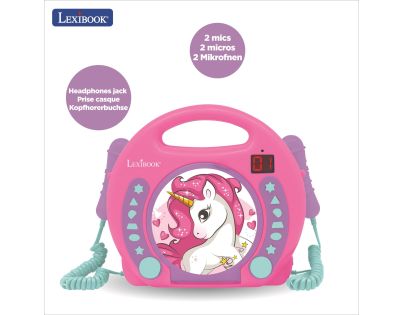 Lexibook CD prehrávač Jednorožec s 2 mikrofónmi