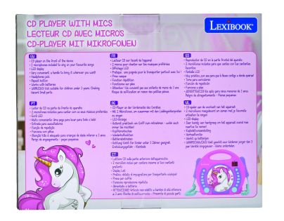 Lexibook CD prehrávač Jednorožec s 2 mikrofónmi
