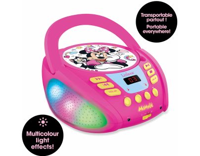 Lexibook CD prehrávač Minnie s bluetooth a svetelnými efektmi