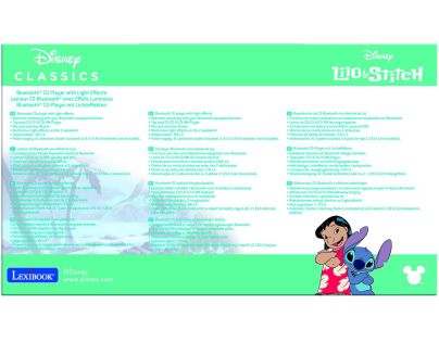 Lexibook CD prehrávač Stitch s bluetooth a svetelnými efektmi