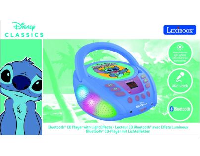 Lexibook CD prehrávač Stitch s bluetooth a svetelnými efektmi
