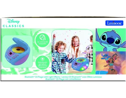 Lexibook CD prehrávač Stitch s bluetooth a svetelnými efektmi
