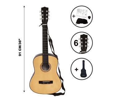 Lexibook Drevená akustická gitara 91 cm s taškou