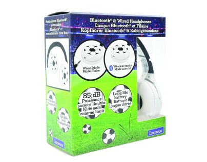 Lexibook 2v1 bluetooth skladacie slúchadlá Futbal s limitom hlasitosti