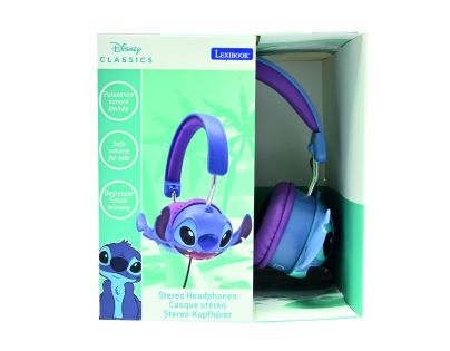 Lexibook Skladacie drôtové slúchadlá Stitch s limitom hlasitosti