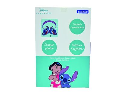 Lexibook Skladacie drôtové slúchadlá Stitch s limitom hlasitosti