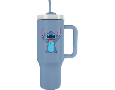 Lilo a Stitch cestovný hrnček so slamkou modrý