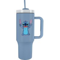 Lilo a Stitch cestovný hrnček so slamkou modrý