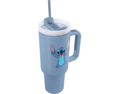 Lilo a Stitch cestovný hrnček so slamkou modrý