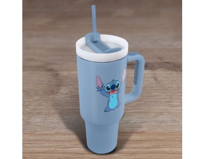 Lilo a Stitch cestovný hrnček so slamkou modrý