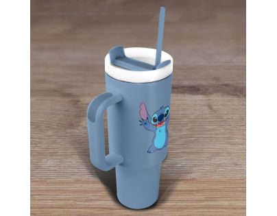 Lilo a Stitch cestovný hrnček so slamkou modrý
