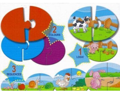 Baby genius baby skládačka 3v1 - Co zvířátka jedí?