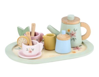 Little Dutch Čajový set drevený s kvetinovou potlačou